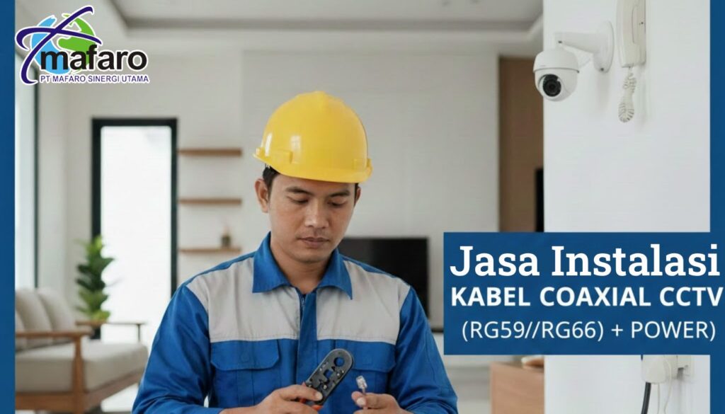Jasa Instalasi Kabel Coaxial CCTV (RG59 RG6) + Power Profesional