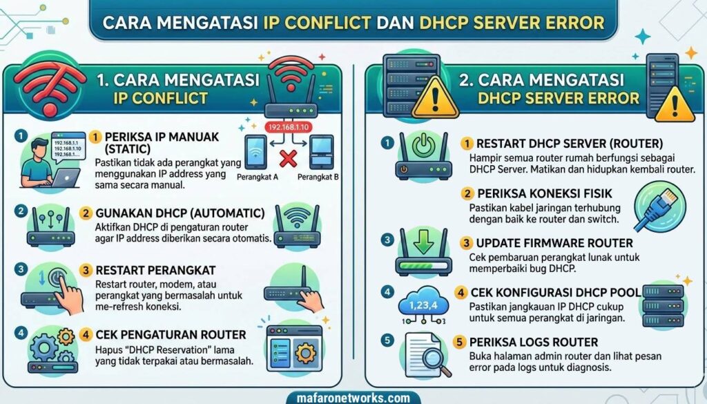 Mengatasi IP Conflict dan DHCP Server Error