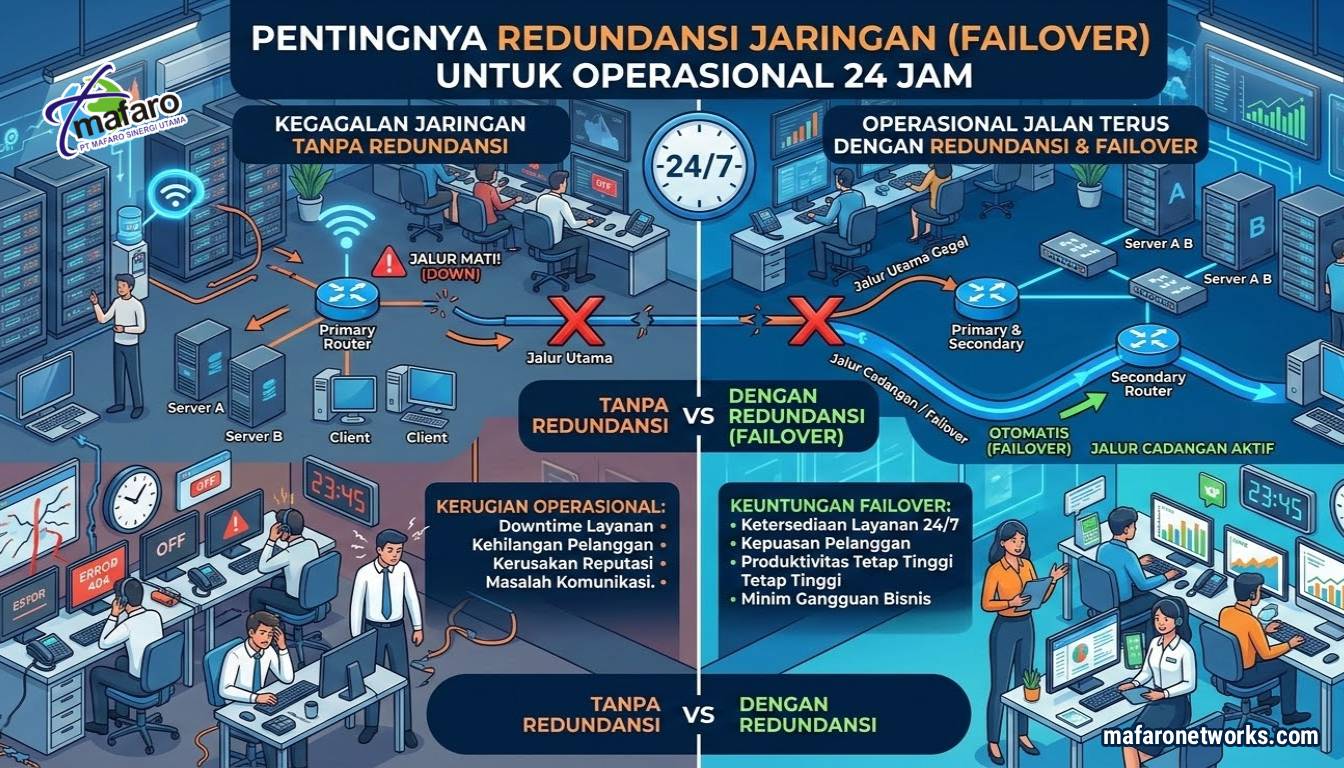 Pentingnya Redundansi Jaringan (Failover) untuk Operasional 24 Jam