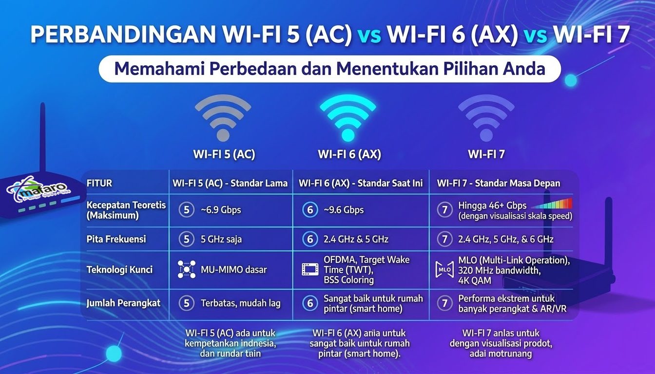 Perbedaan WiFi 5 (AC) vs WiFi 6 (AX) vs WiFi 7