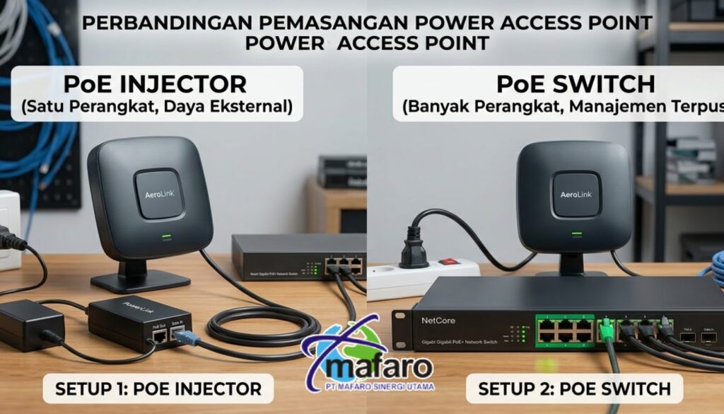 PoE Injector vs PoE Switch untuk Power Access Point