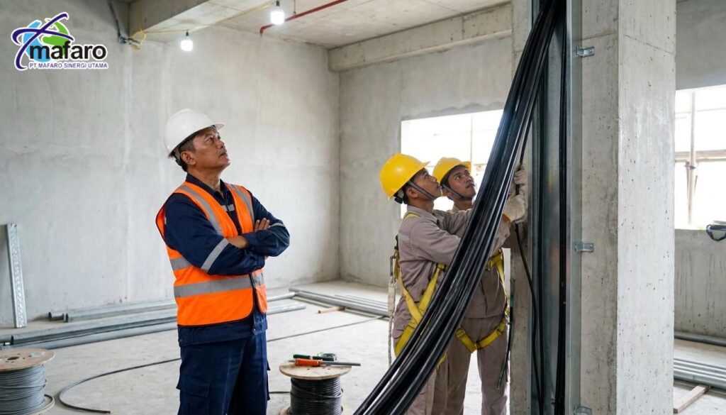Jasa Penarikan Kabel FO Indoor Riser Vertical Gedung