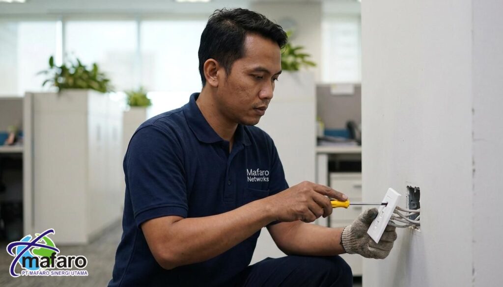 Jasa Perbaikan Konektor Wallplate RJ45 Longgar Mafaro Networks